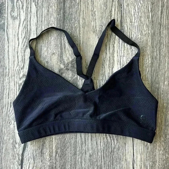 Good American Other - Good American Bra Black Jacquard Slim Racer Sports Bra Size Medium Workout Bra